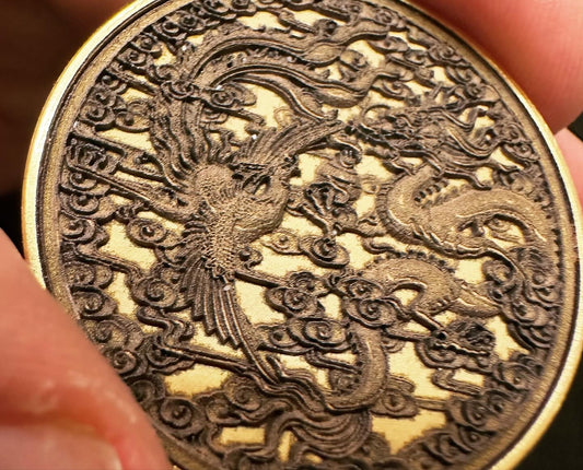 3D engraved coins - Dragon and Phoenix