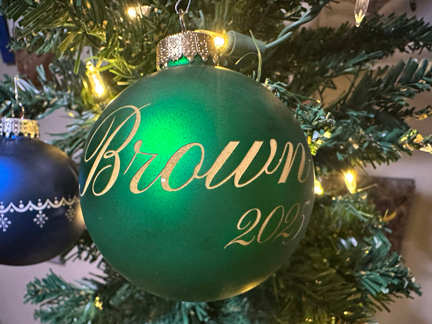 Custom Engraved Glass Christmas Ball (Bobble) Ornament