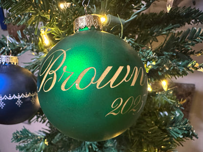 Custom Engraved Glass Christmas Ball (Bobble) Ornament