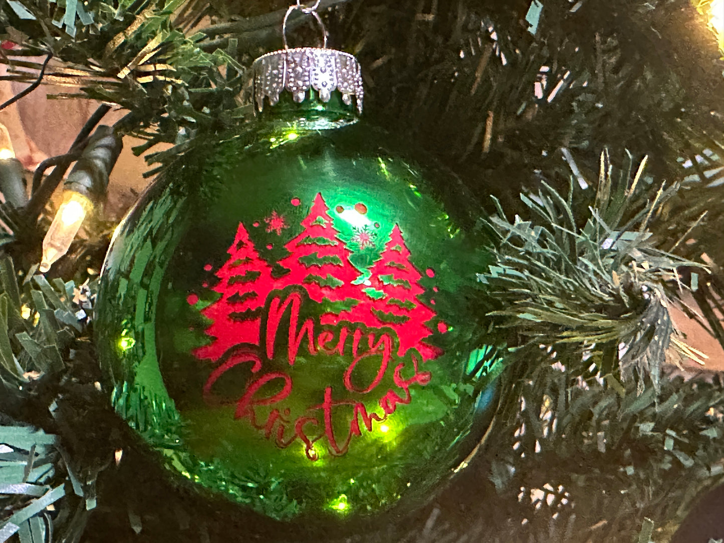 Custom Engraved Glass Christmas Ball (Bobble) Ornament
