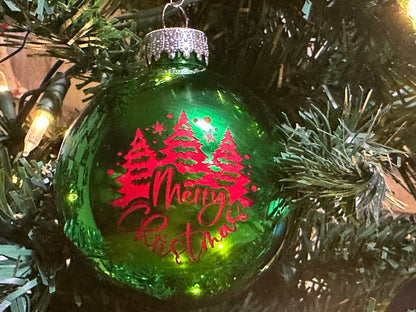 Custom Engraved Glass Christmas Ball (Bobble) Ornament