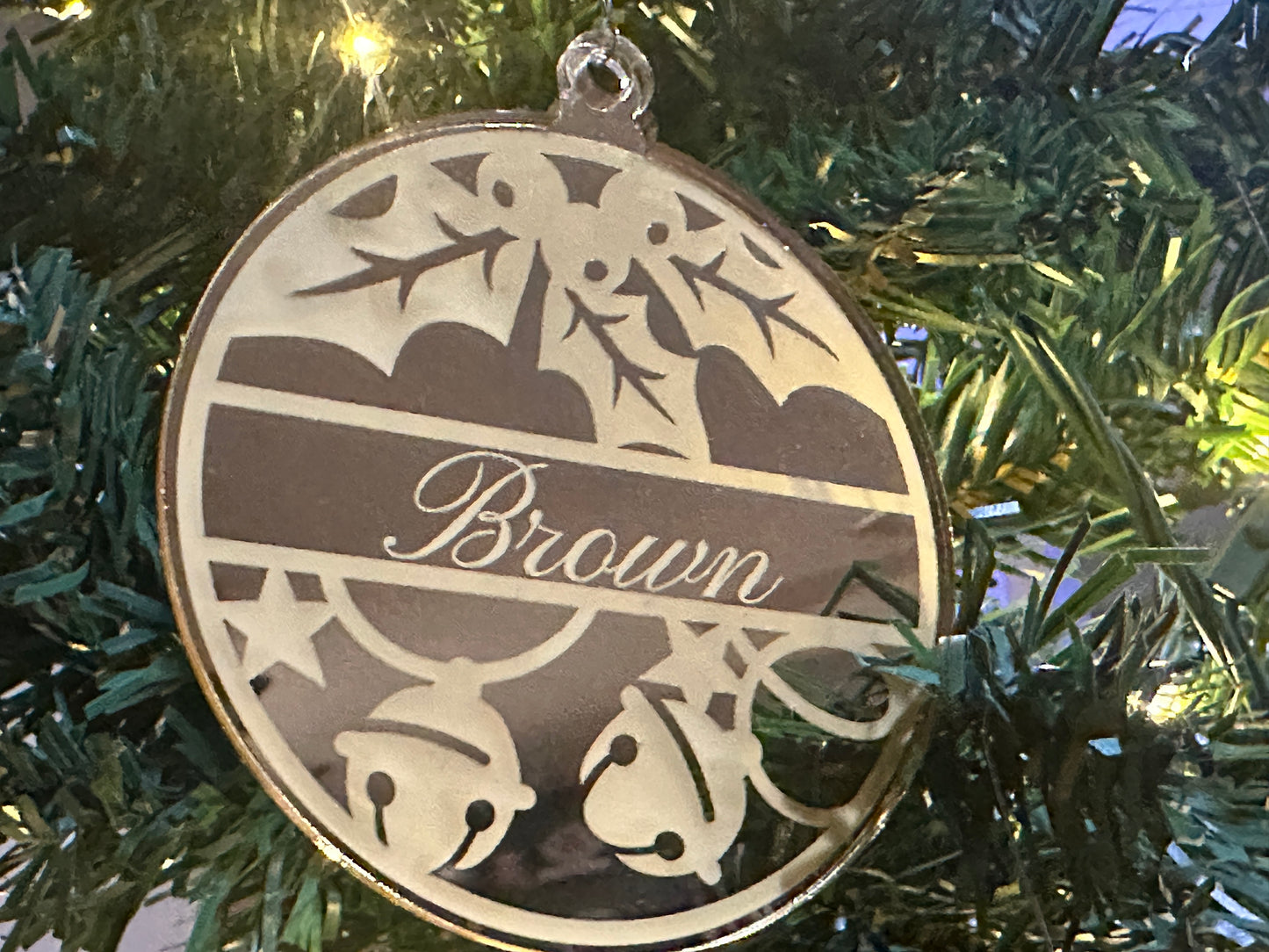 Engraved Mirrored Acrylic Ornament | Personalized Christmas Gift
