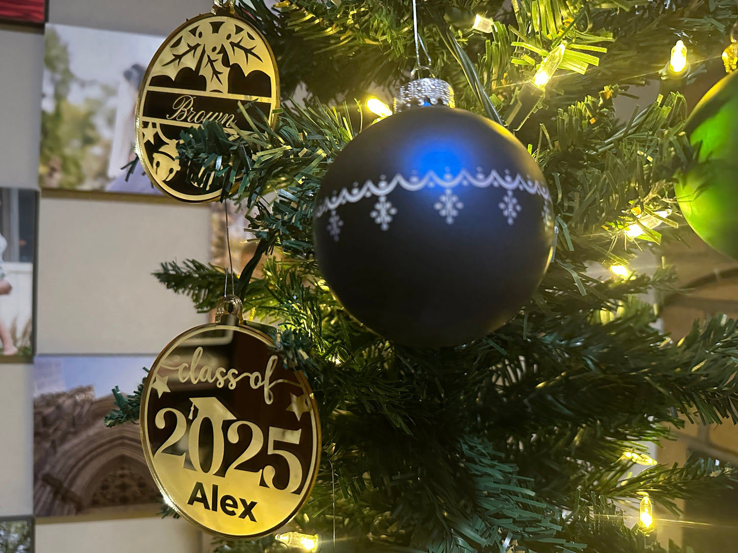 Engraved Mirrored Acrylic Ornament | Personalized Christmas Gift