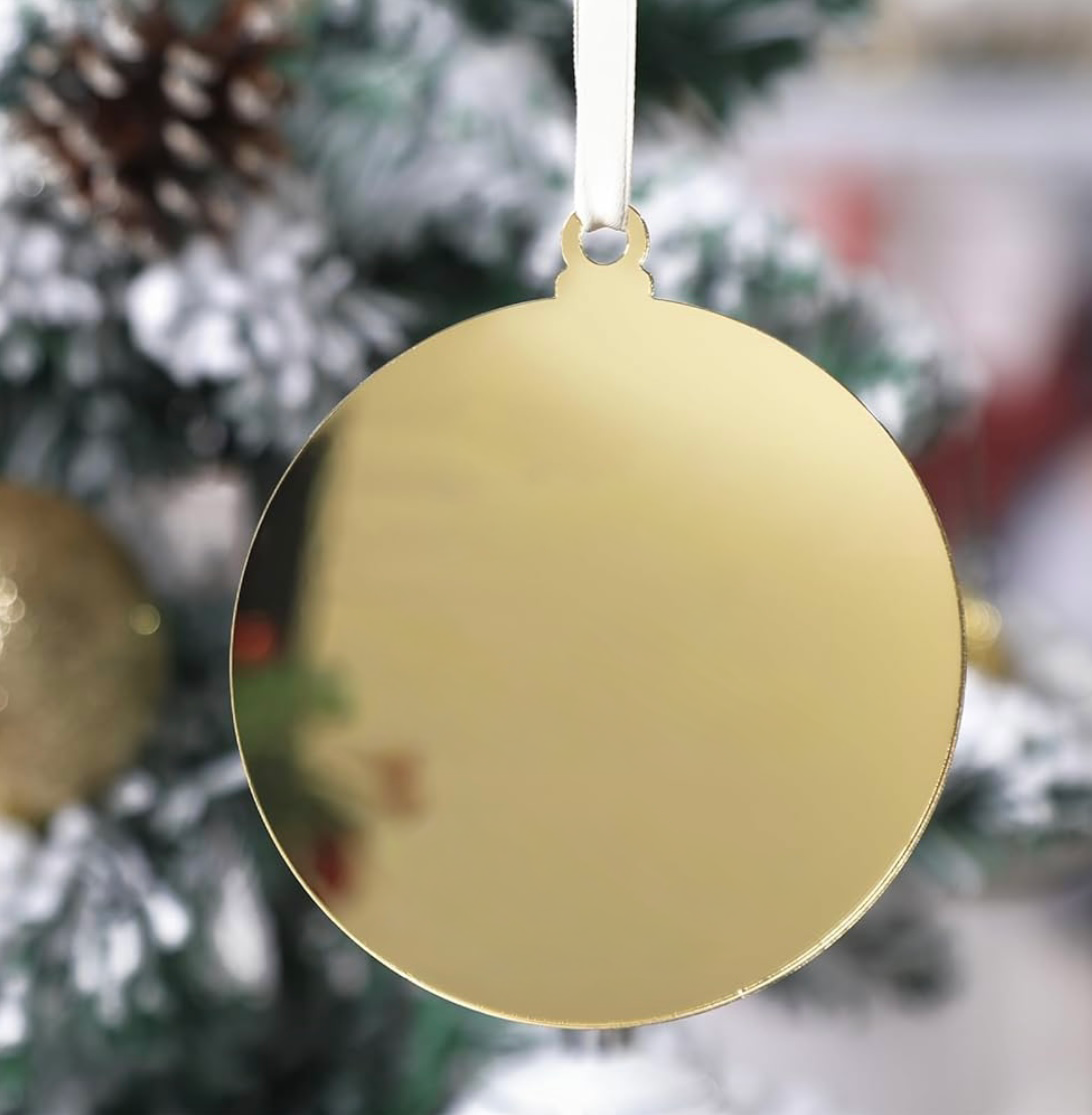 Engraved Mirrored Acrylic Ornament | Personalized Christmas Gift